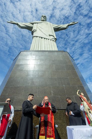 Rio de janeiro (RJ), 16/01/2026 - Imagem peregrina do padroeiro do Rio visita o Cristo Redentor. Foto: Guilherme Silva/Santuário Cristo Redentor